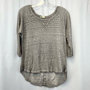 AG Adriano Goldschmied Womens Casual Top Gray Space Dye 3/4 Sleeve High Low S